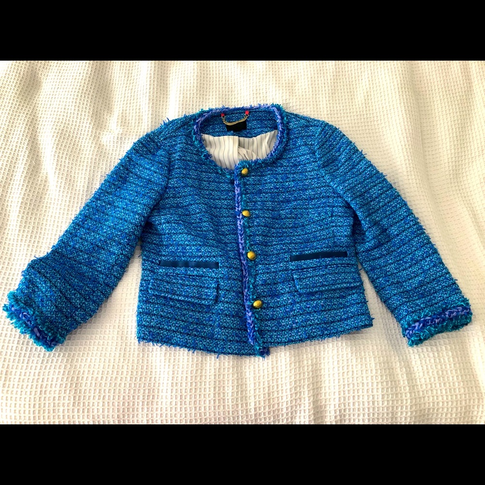 J Crew turquoise tweed blazer jacket